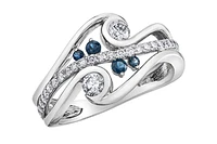 14K White Gold 0.50cttw Diamond & Sapphire Ring, 6.5