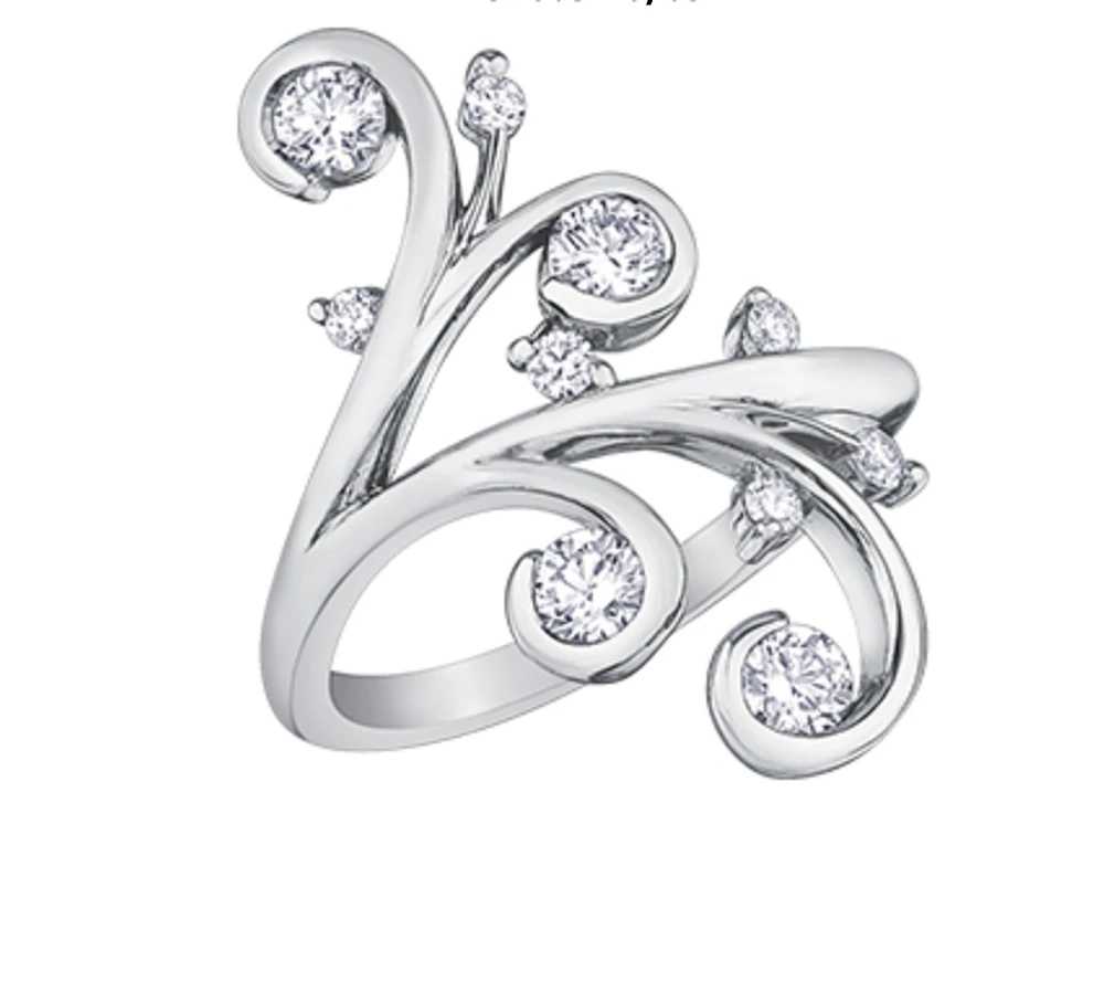 14K White Gold 0.64cttw Diamond Ring- 6.5