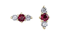 14K White Gold 3mm Ruby and 0.16cttw Diamond Stud Earrings