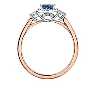 14K Rose Gold Genuine Pear Shape Tanzanite and 0.21cttw Canadian Diamond Ring, 6.5
