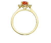 14K Yellow Gold Genuine Spessartite Garnet and 0.16cttw Canadian Diamond Ring, 6.5