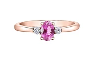 14K Rose Gold Oval Pink Sapphire & 0.08cttw Canadian Diamond Ring, 6.5