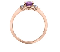 14K Rose Gold Round Pink Sapphire & 0.08cttw Canadian Diamond Ring, 6.5