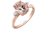 14K Rose Gold Genuine Oval Morganite & 0.08cttw Canadian Diamond Ring, 6.5
