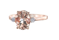 14K Rose Gold Genuine Oval Morganite & 0.08cttw Canadian Diamond Ring, 6.5