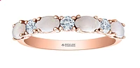 14K Rose Gold Genuine Oval Opal and 0.24cttw Canadian Diamond Ring, 6.5 Ring