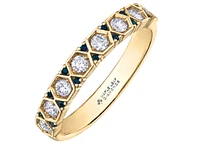 14K Yellow Gold Blue Sapphire & 0.32cttw Canadian Diamond Ring, 6.5