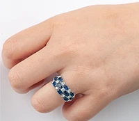14K White Gold Blue Sapphire & 0.88cttw Canadian Diamond Ring, 6.5