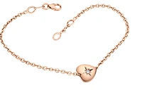 10K Rose Gold 0.02cttw Canadian Diamond Heart Shaped Tennis Bracelet, 7"