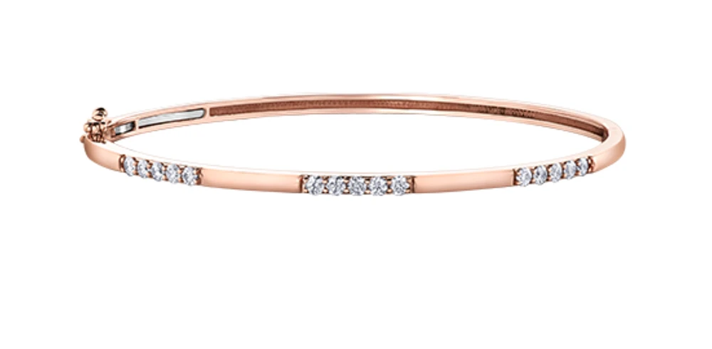 14K White Gold 0.60cttw Canadian Diamond Bangle, 7"