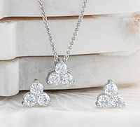 14K White Gold 0.24cttw Canadian Diamond Trio Claw Set Earrings