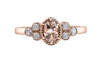 14K Rose Gold Genuine Oval Morganite & 0.14cttw Canadian Diamond Ring, 6.5