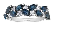 14K White Gold Blue Sapphire & 0.36cttw Canadian Diamond Ring, 6.5