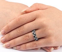 14K White Gold Blue Sapphire & 0.36cttw Canadian Diamond Ring, 6.5