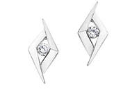 10K White Gold 0.30cttw Canadian Diamond Geometric Earrings