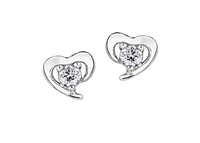 10K White Gold 0.24cttw Canadian Diamond Heart Claw Set Earrings