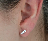 14K White Gold 0.16cttw-0.40cttw Canadian Diamond 3 Stone Earrings - / Carat Total