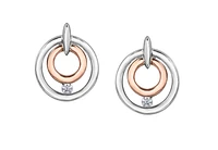 10K White/Rose Gold Canadian Diamond Dangle Earrings 