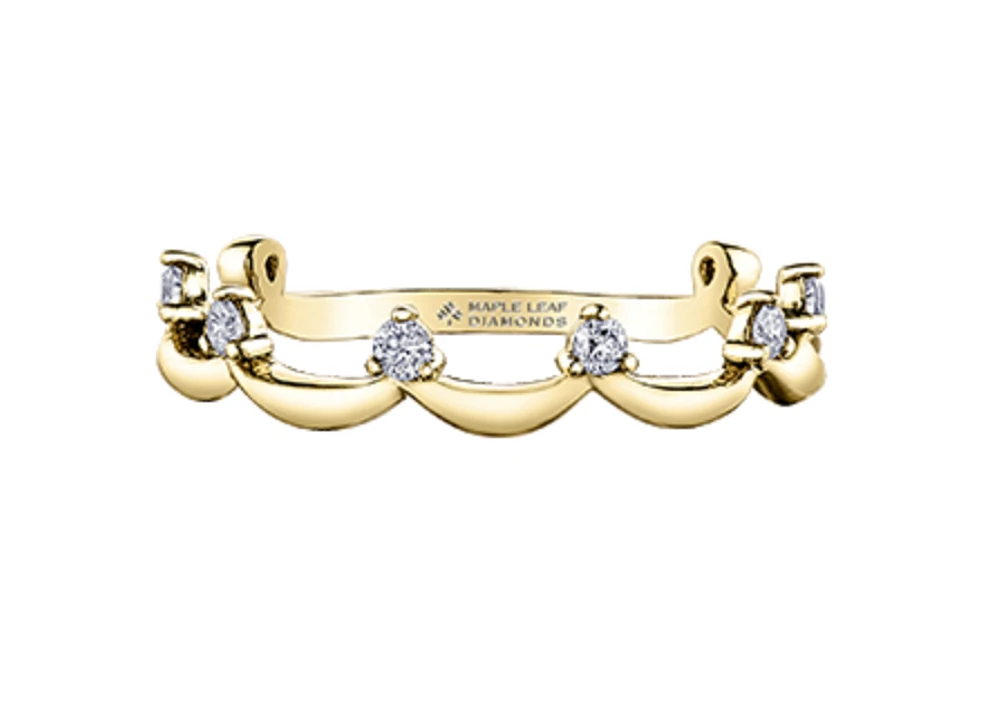 14K White Gold 0.15cttw Scalloped Canadian Diamond Band, 6.5