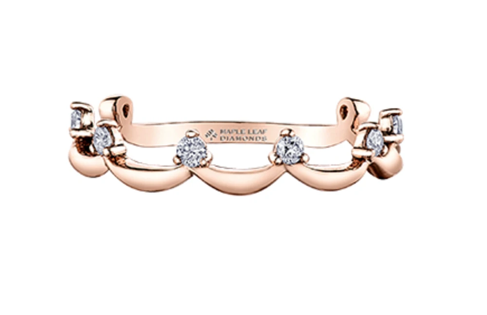 14K White Gold 0.15cttw Scalloped Canadian Diamond Band, 6.5