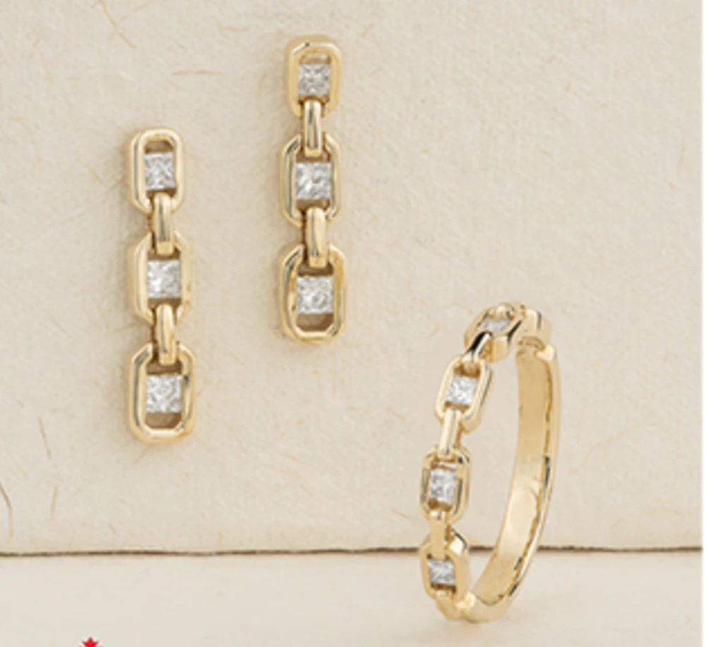 14K Yellow Gold 0.20cttw Princess Canadian Diamond Band, 6.5