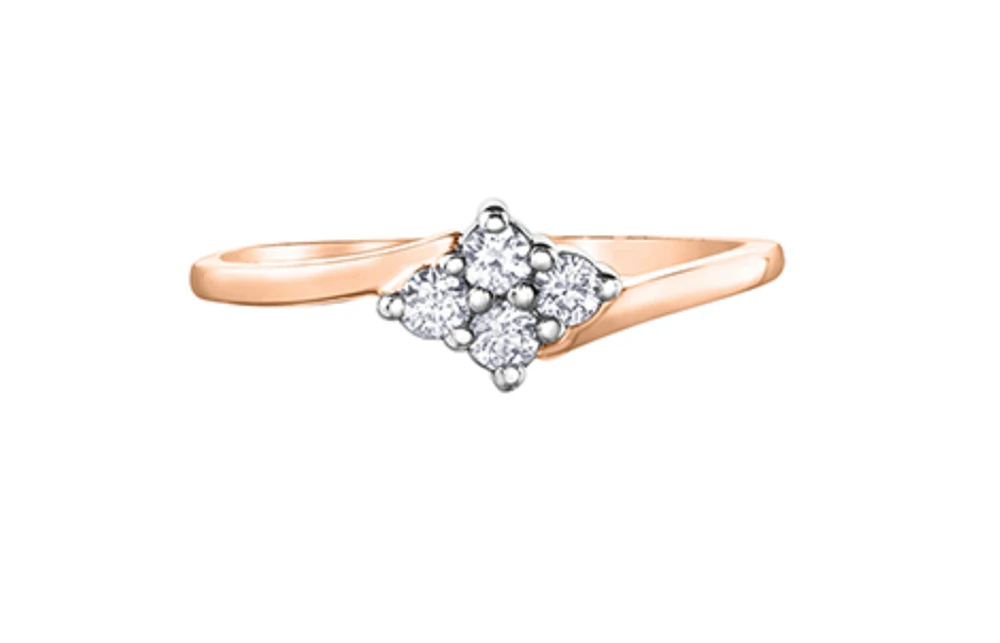 14K White Gold 0.16cttw Canadian Diamond Ring, 6.5