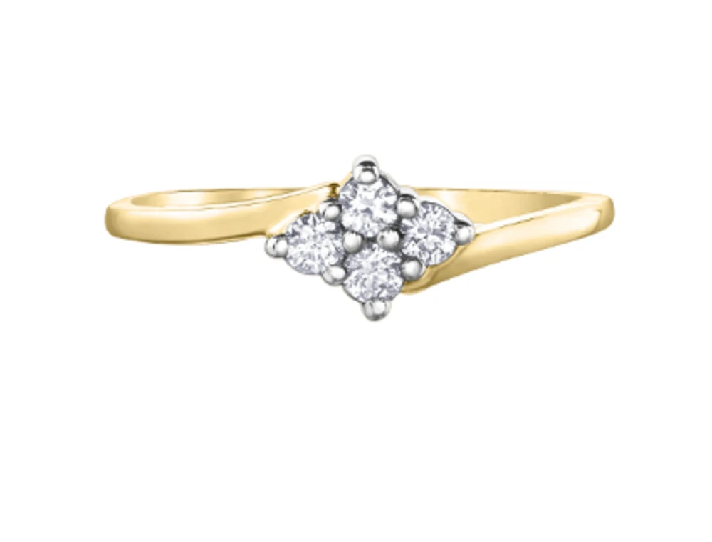 14K White Gold 0.16cttw Canadian Diamond Ring, 6.5