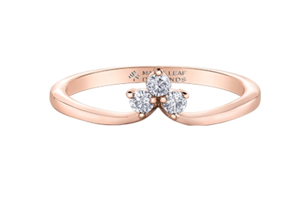 14K Rose Gold 0.10cttw Canadian Diamond Ring/Band, 6.5