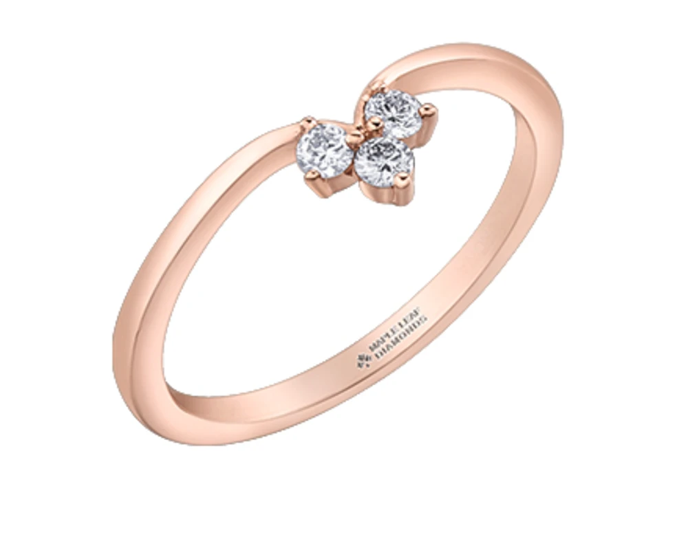 14K Rose Gold 0.10cttw Canadian Diamond Ring/Band, 6.5