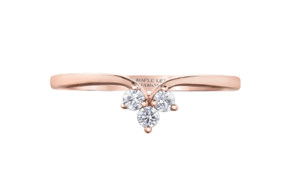14K Rose Gold 0.10cttw Canadian Diamond Ring/Band, 6.5