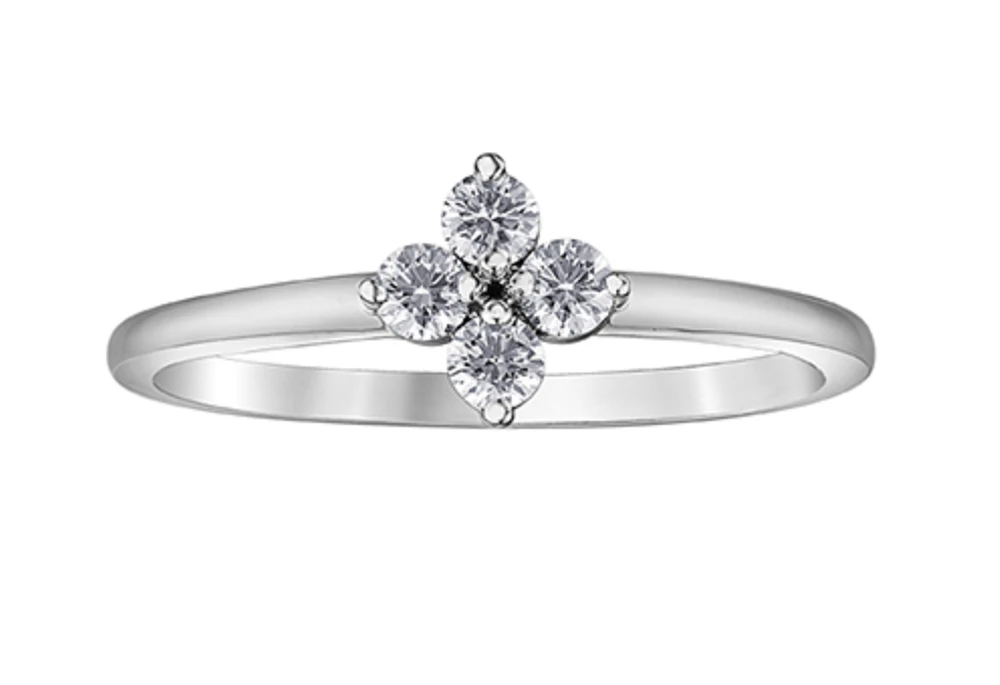 14K White Gold 0.25cttw Canadian Diamond Ring, 6.5