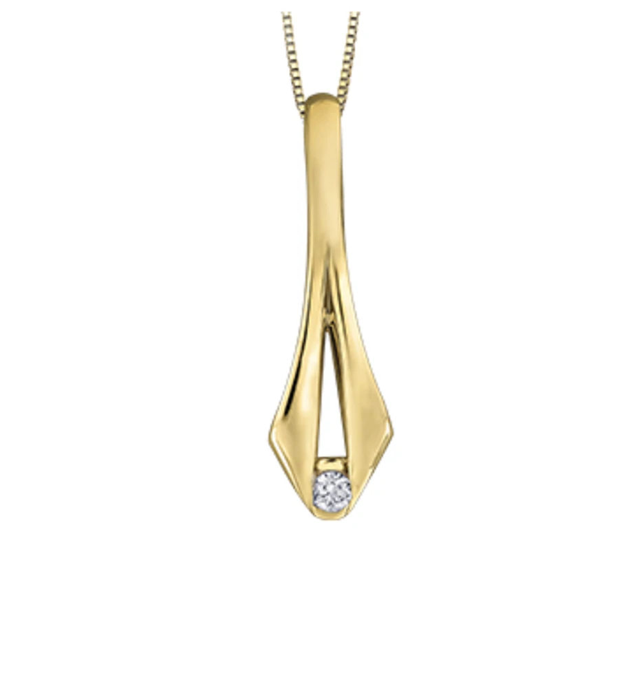 14K Yellow Gold 0.08cttw Round Brilliant Canadian Diamond Necklace