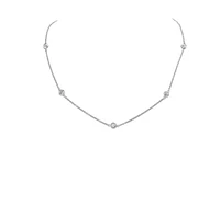 14K White Gold 0.60-1.26cttw Diamond Bezel Set Necklace - / (3) 0.60 Carat Total Weight