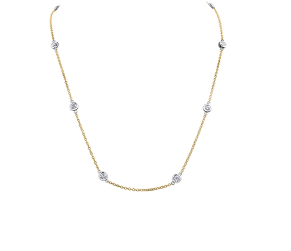 18K White Gold & Palladium Alloy(hypoallergenic) 1.45cttw Canadian Diamond Bezel Set Necklace