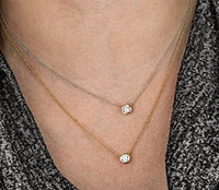 14K White Gold 0.38cttw Canadian Diamond Bezel Set Necklace