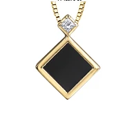 10K Yellow Gold 6mm Onyx & 0.04cttw Canadian Diamond Pendant