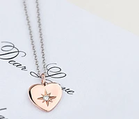 10K Rose Gold 0.02cttw Round Brilliant Canadian Diamond Heart Necklace