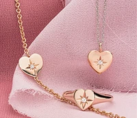 10K Rose Gold 0.02cttw Round Brilliant Canadian Diamond Heart Necklace
