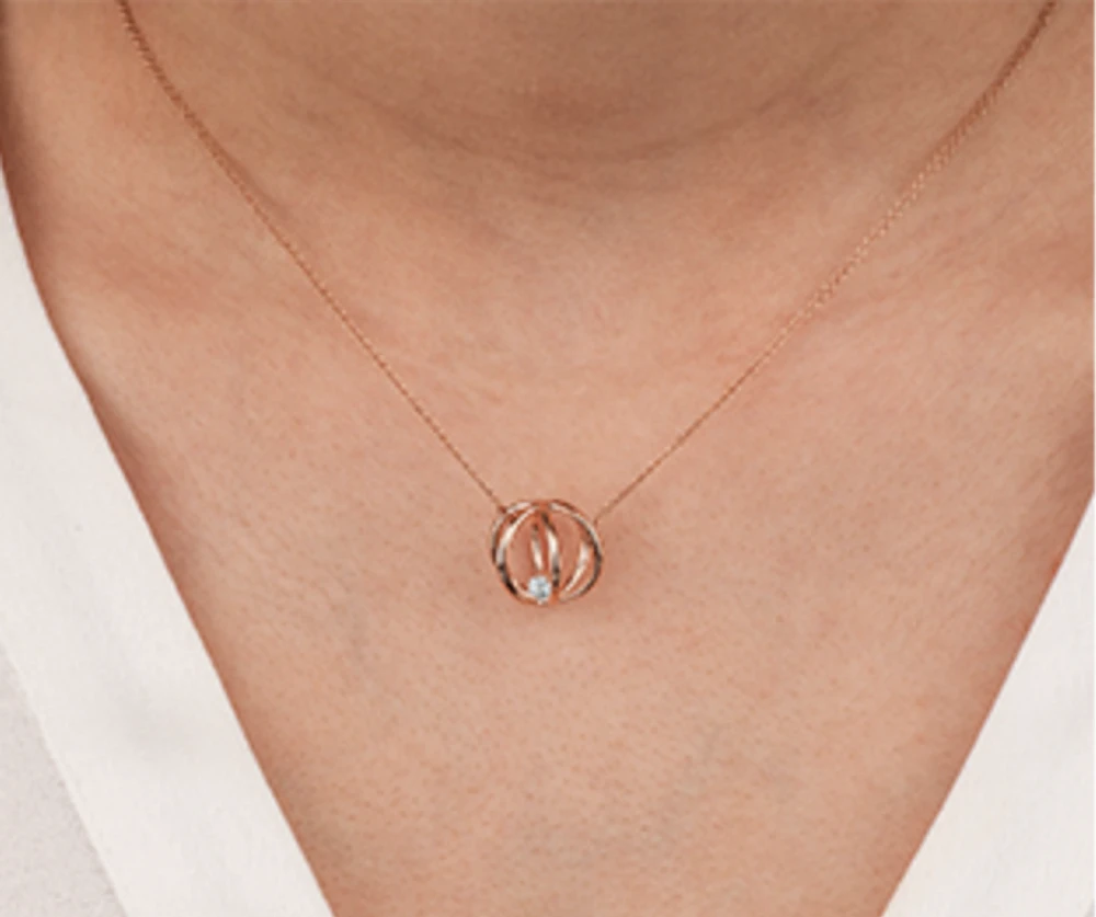 14K Rose Gold 0.14cttw Round Brilliant Canadian Diamond Cage Necklace