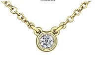 14K Yellow Gold 0.04-0.23cttw Round Brilliant Canadian Diamond Bezel Set Necklace - / Carat Total