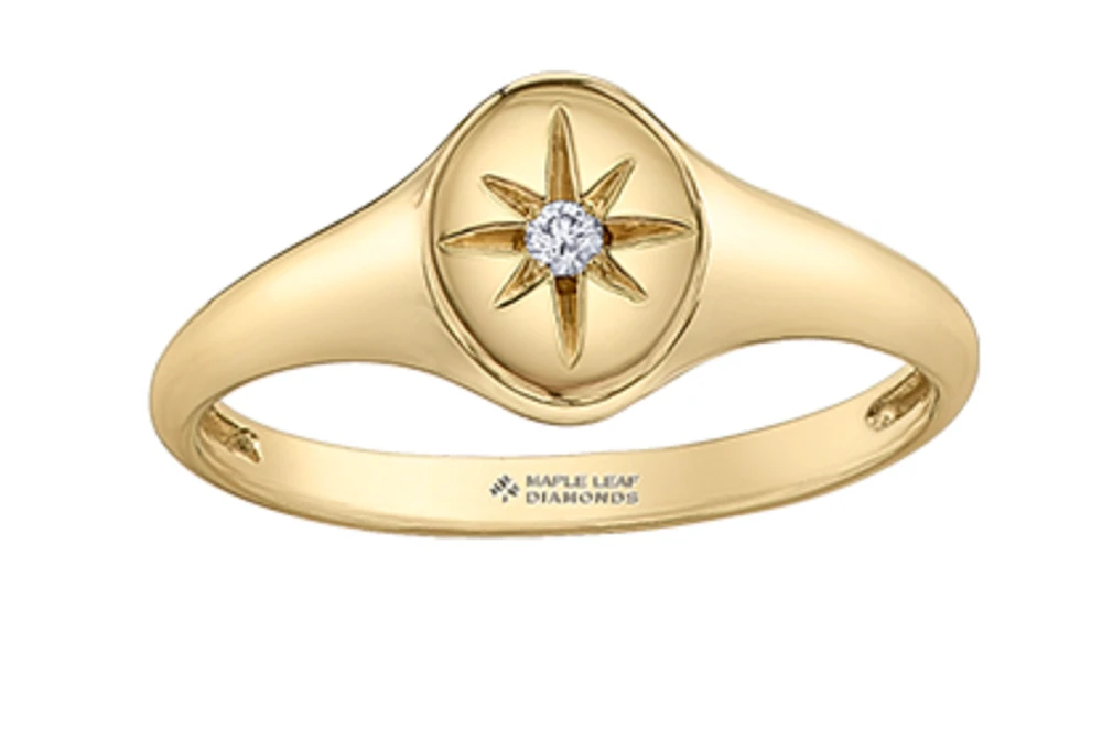 10K Yellow Gold 0.02cttw Canadian Diamond Ring, 6.5