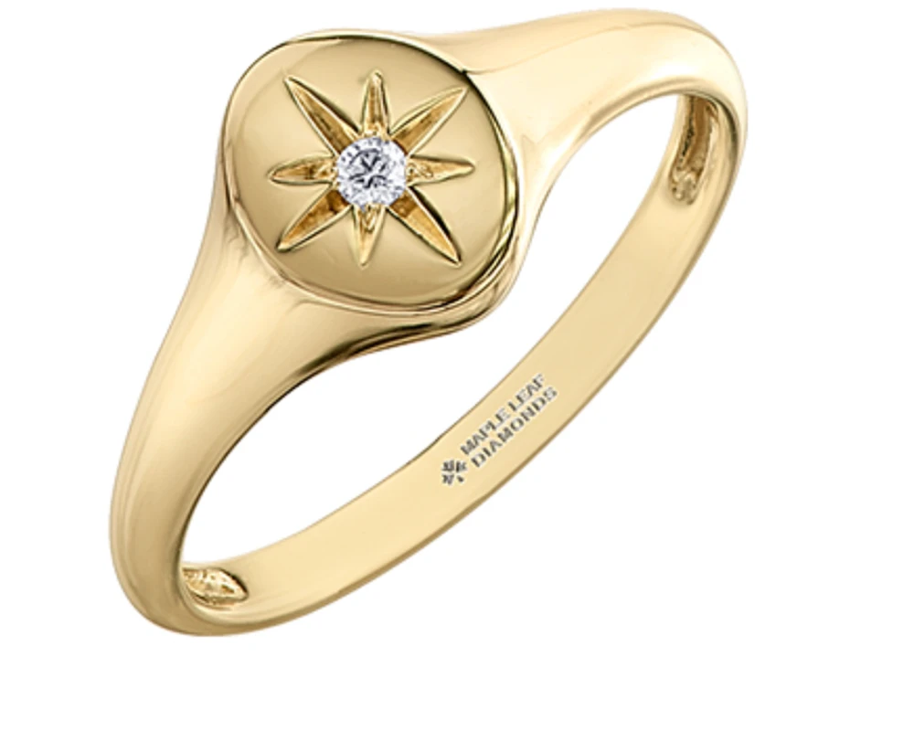 10K Yellow Gold 0.02cttw Canadian Diamond Ring, 6.5