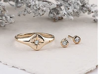 10K Yellow Gold 0.02cttw Canadian Diamond Ring, 6.5