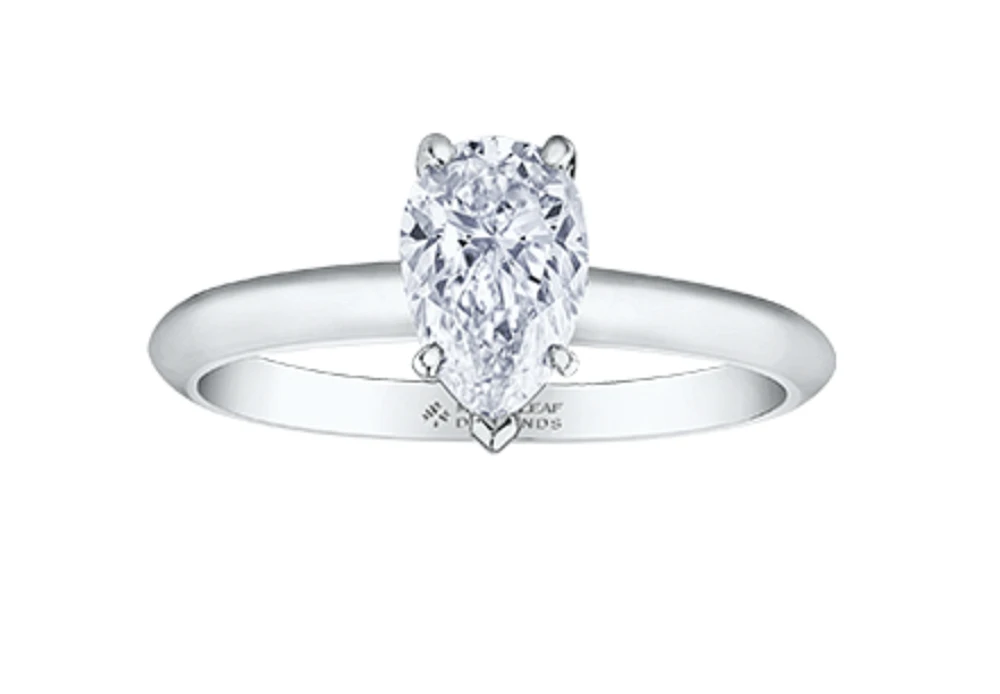 Platinum 0.50-0.70cttw Canadian Pear Shape Diamond Engagement Ring - 0.50 Carat /