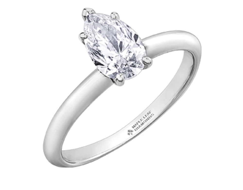 Platinum 0.50-0.70cttw Canadian Pear Shape Diamond Engagement Ring - 0.50 Carat /