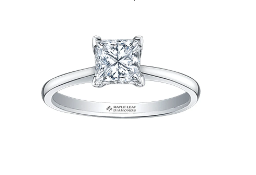 Platinum 0.25-0.70cttw Canadian Princess Cut Diamond Engagement Ring - 0.40 Carat /