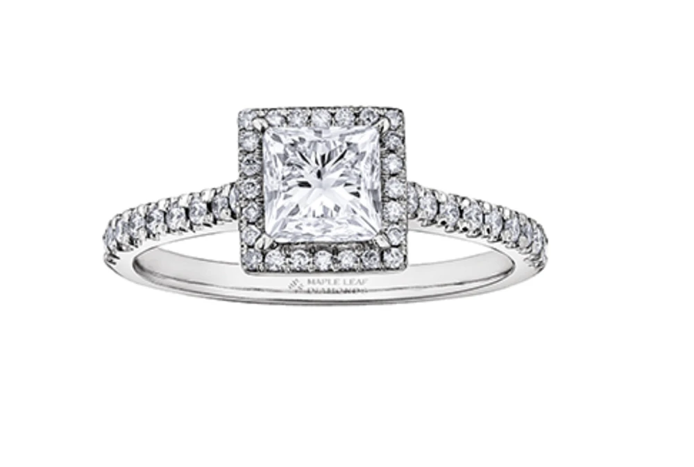 Platinum 0.75cttw Canadian Princess Cut Diamond Engagement Ring - 0.75 Carat Total /
