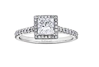 Platinum 0.75cttw Canadian Princess Cut Diamond Engagement Ring - 0.75 Carat Total /