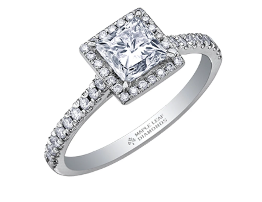 Platinum 0.75cttw Canadian Princess Cut Diamond Engagement Ring - 0.75 Carat Total /