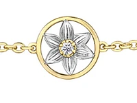 14K White & Yellow Gold 0.04cttw Manitoba Prairie Crocus Provincial Flower Diamond Bracelet